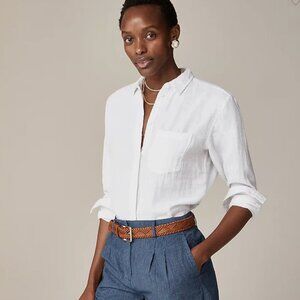 J Crew Garcon Classic Fit White Gauze Button Down Shirt in Cotton Linen Blend 6
